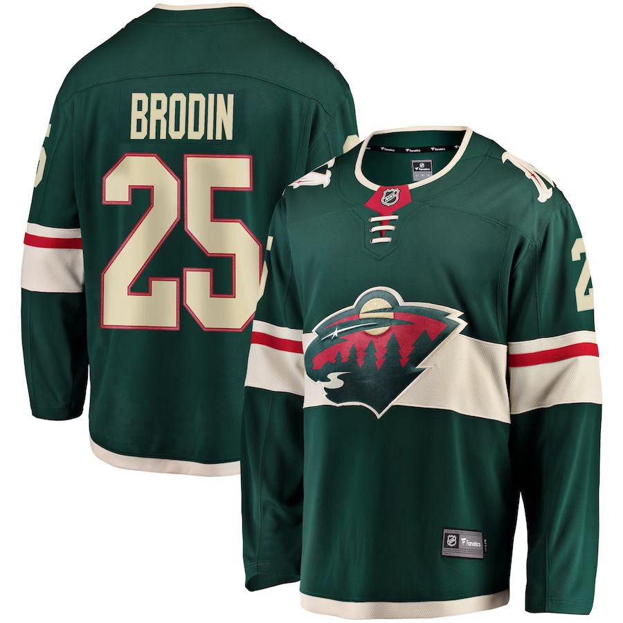 Men Minnesota Wild #25 Jonas Brodin Fanatics Branded Green Breakaway NHL Jersey